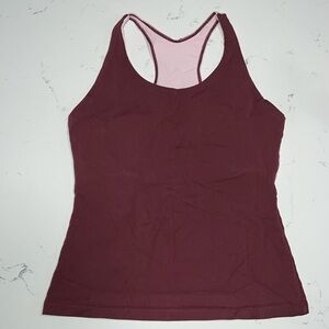 Prana Built In Bra Tank Top Burgundy and Pink